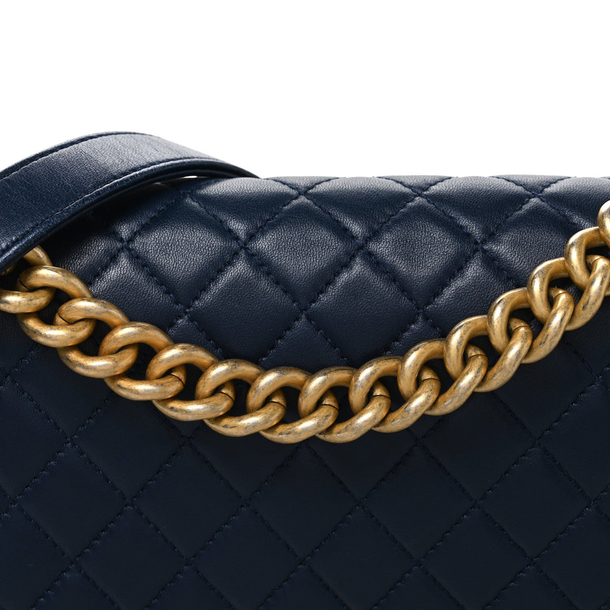 Medium Quilted Lambskin Flap Shoulder Bag - Dark Navy