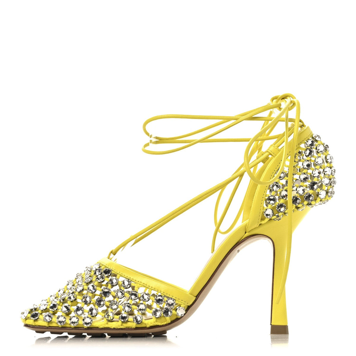 Bottega Venetamesh Nappa Crystal Embellished Sparkle Stretch Ankle Tie