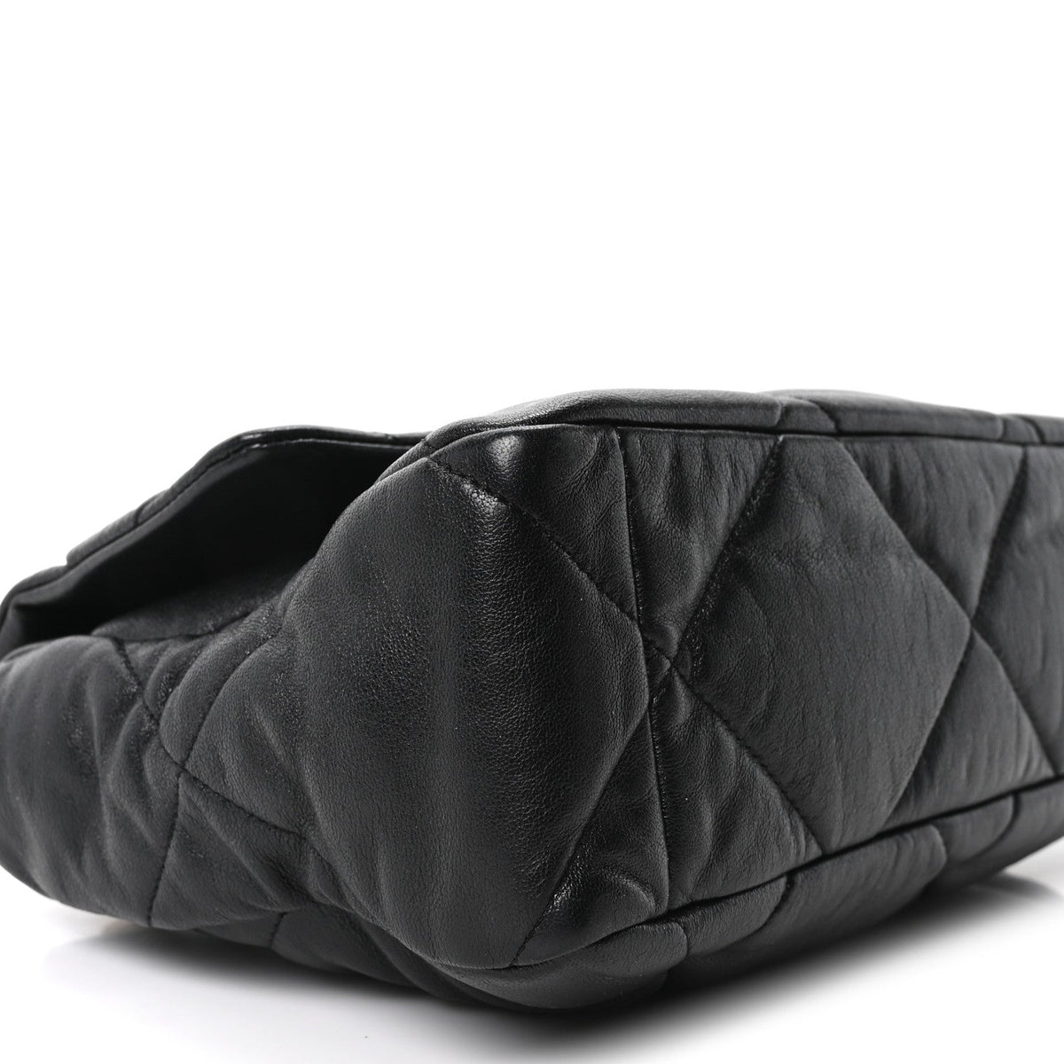 Large Quilted Goatskin Flap Shoulder Bag - Black