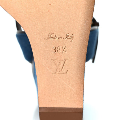 Louis Vuitton Denim Articles de Voyage Women's Wedges Blue