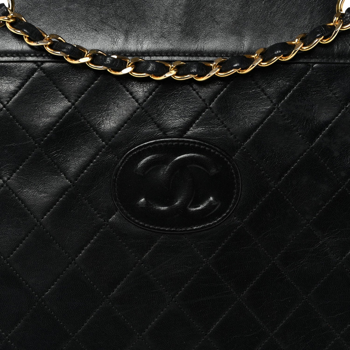 Quilted Lambskin Shoulder Bag - Black