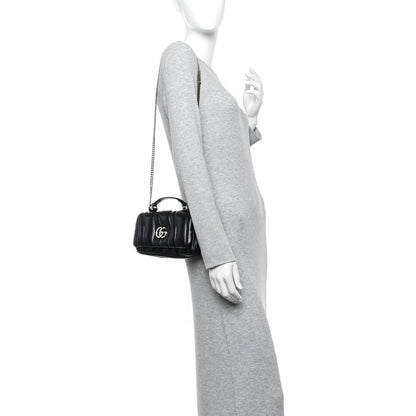 Mini Quilted Lambskin Shoulder Bag - Black