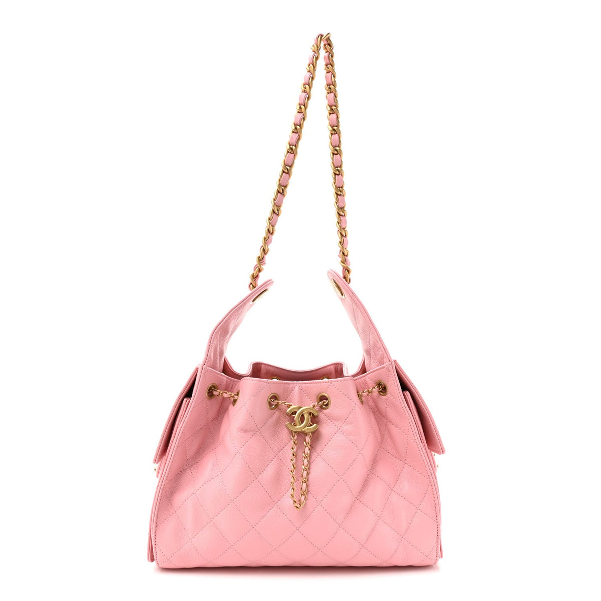Small Quilted Caviar Handbag - Pink