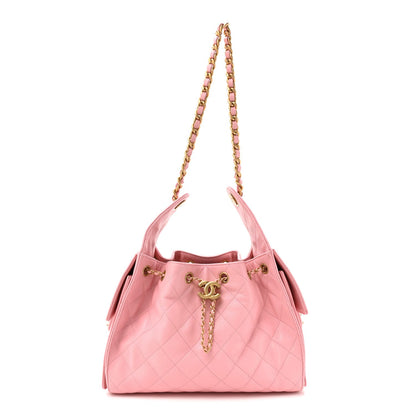 Small Quilted Caviar Handbag - Pink