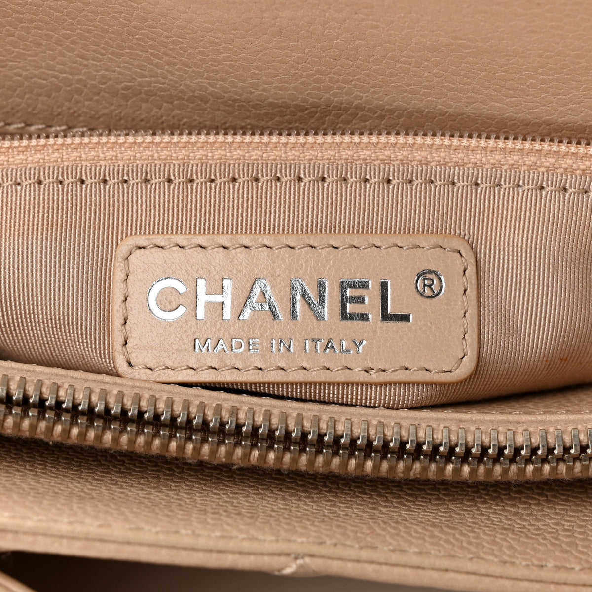 Quilted Caviar Tote Bag - Beige