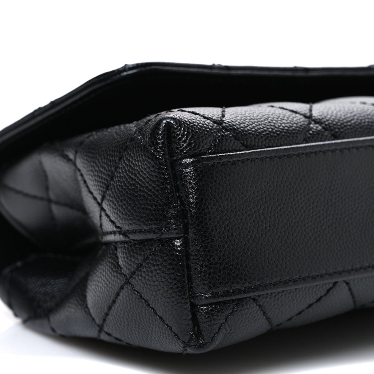Maxi Quilted Caviar Flap Shoulder Bag - Black