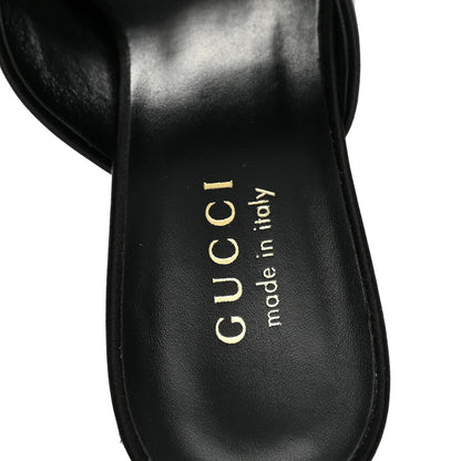 Gucci Satin Silk Women's Logo Sandal Pumps 38 Black