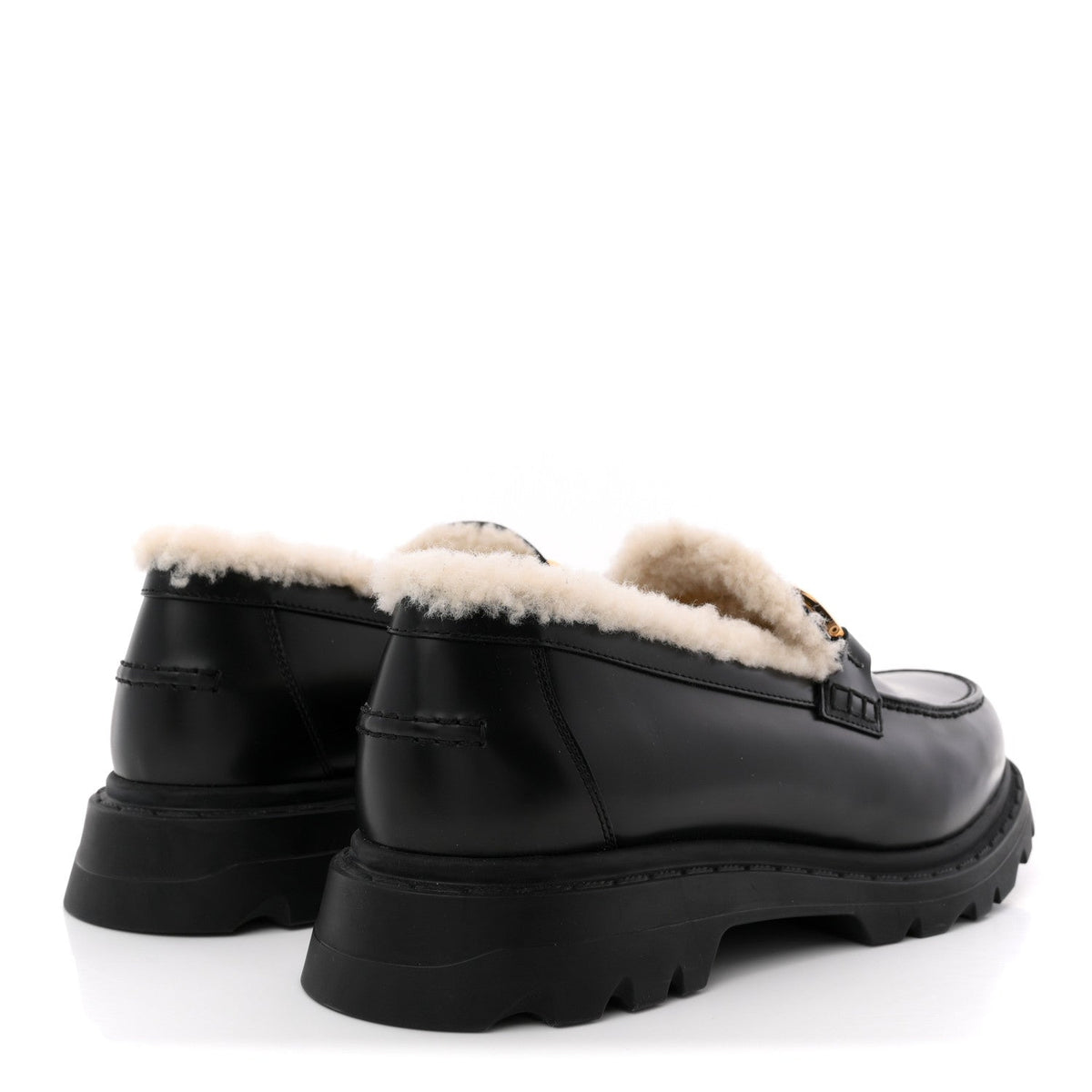 Christian Dior Brushed Calfskin Shearling Women's Dior Code Loafers 41 Black