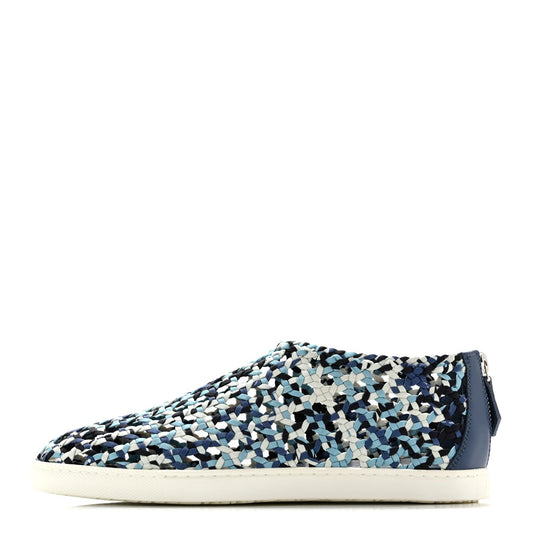 Hermes Silk Nappa Festival Des Amazones Oxygene Sneakers 36.5 Bleu Ciel