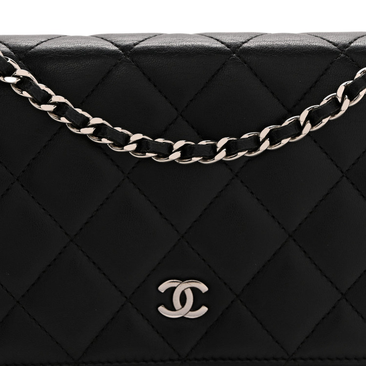 Quilted Lambskin Wallet Bag - Black