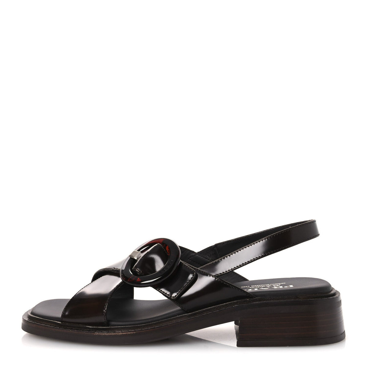 Prada Spazzolato Fume Re-Edition 1996 Women's Buckle Sandals 41 Bruciato