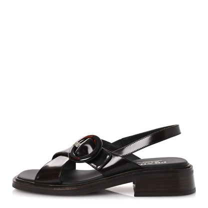 Prada Spazzolato Fume Re-Edition 1996 Women's Buckle Sandals 41 Bruciato