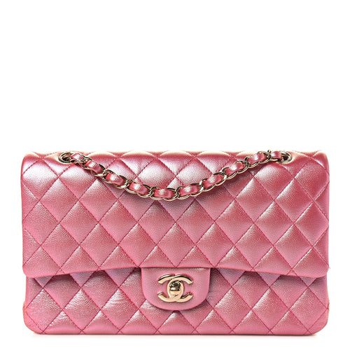 Medium Quilted Caviar Flap Shoulder Bag - Pink