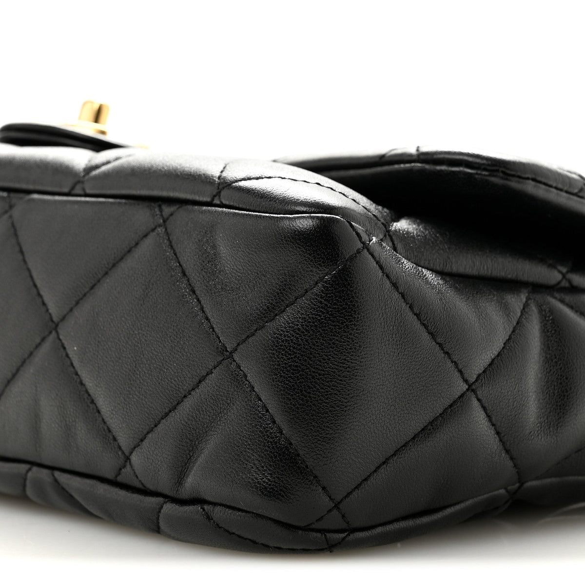 Large Quilted Lambskin Flap Shoulder Bag - Black