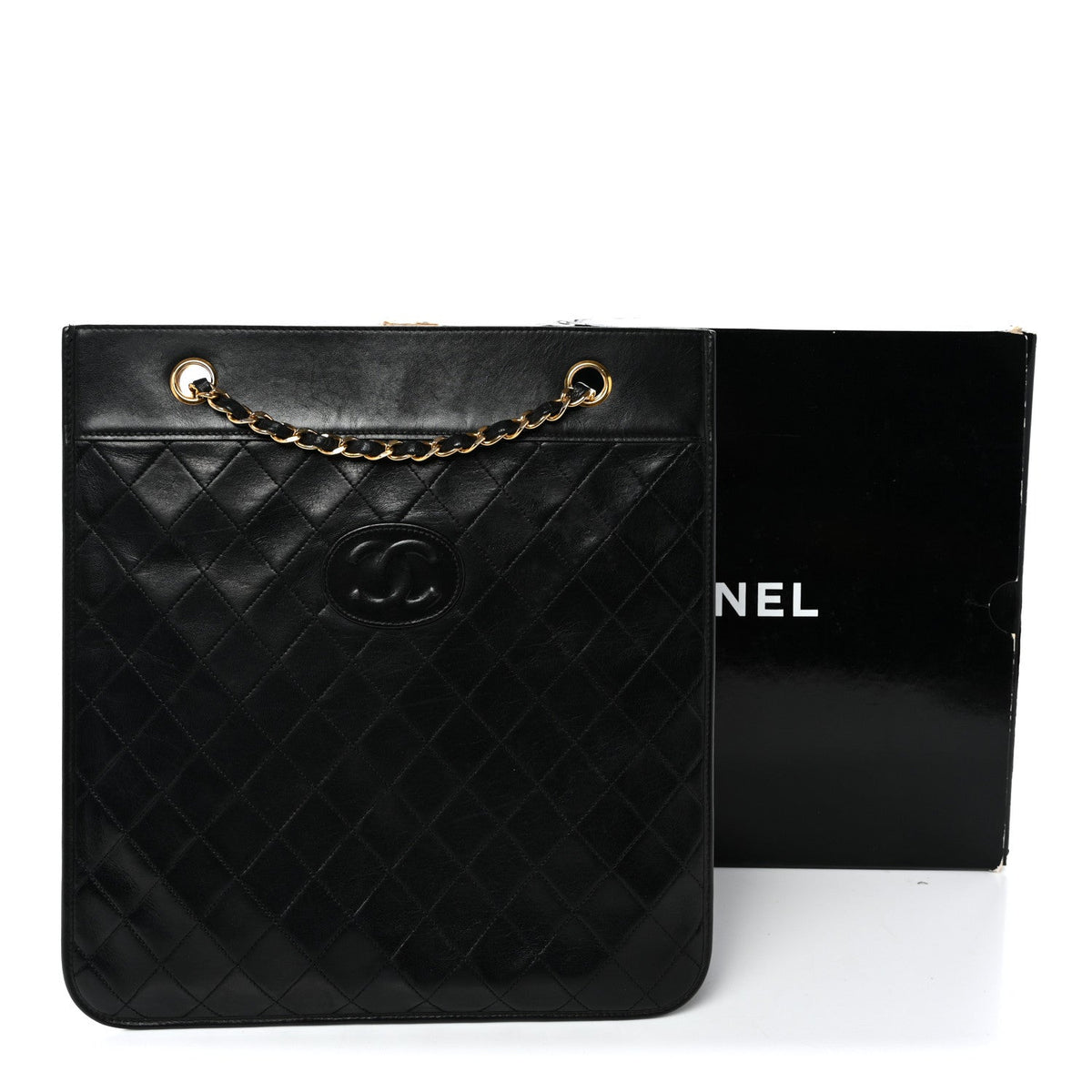Quilted Lambskin Shoulder Bag - Black