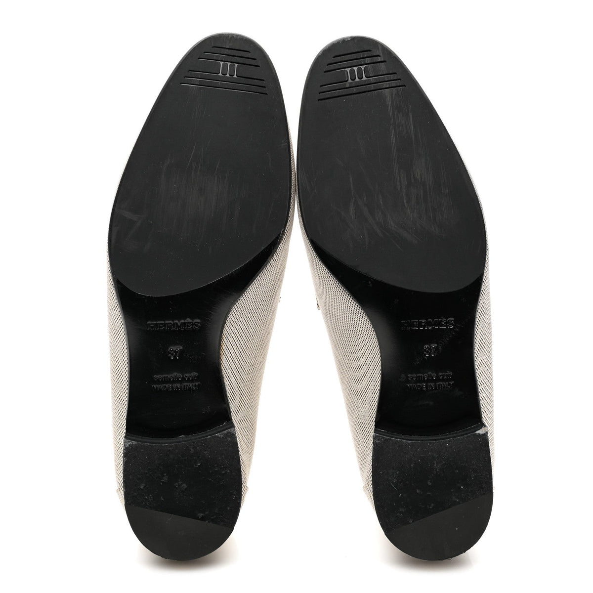 Hermes Canvas Women's H Paris Loafers 37 Prunoir