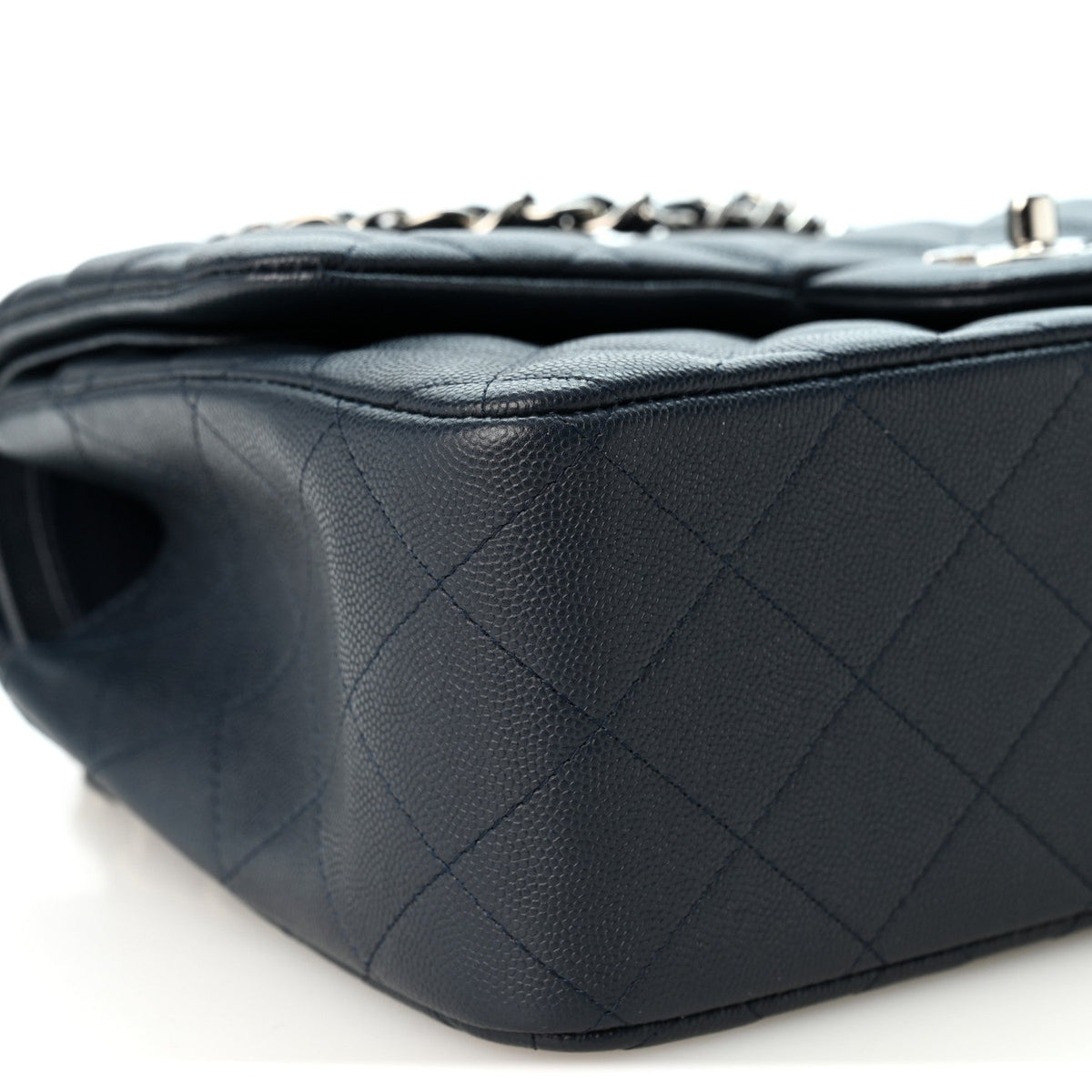 Quilted Caviar Flap Shoulder Bag - Blue