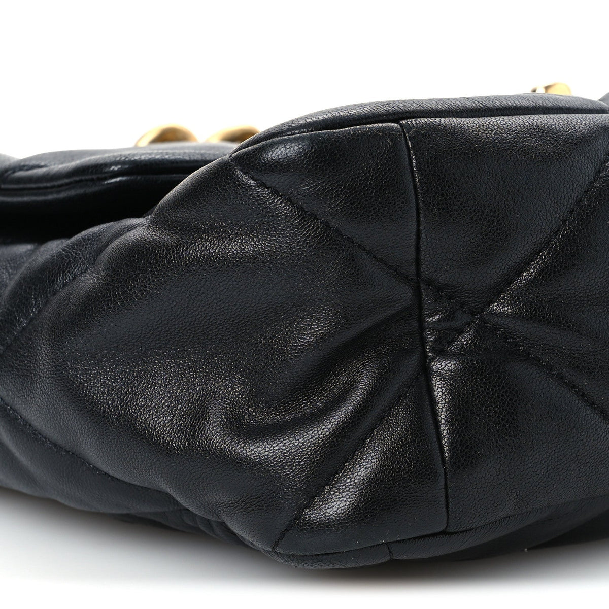 Large Quilted Goatskin Flap Shoulder Bag - Black