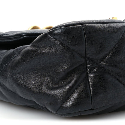 Large Quilted Goatskin Flap Shoulder Bag - Black