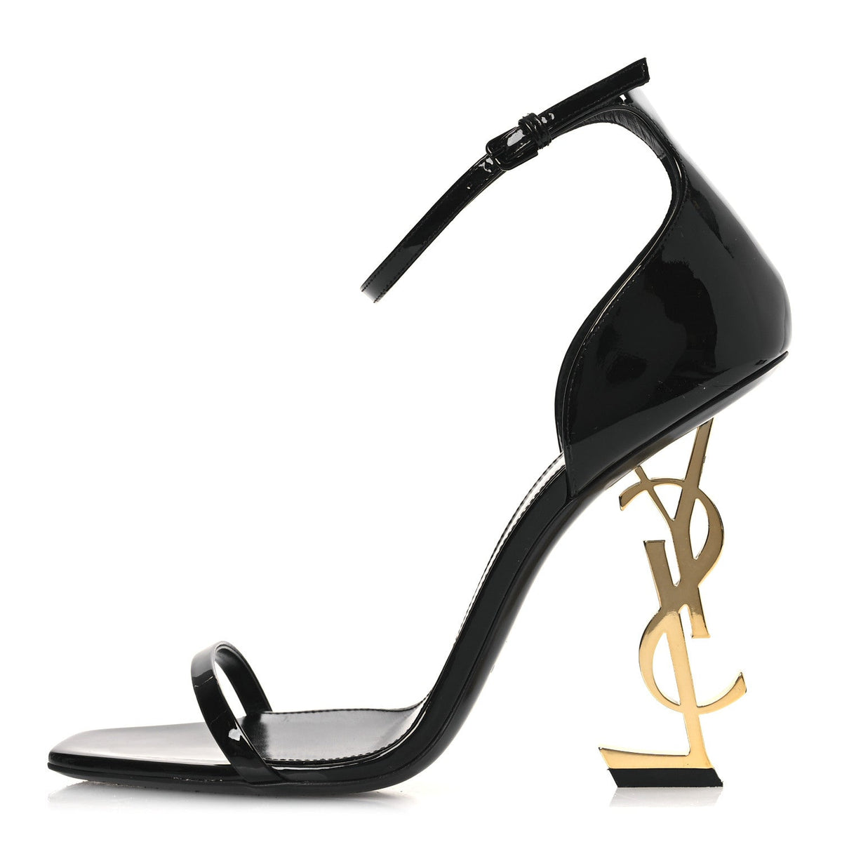 Patent Calfskin Opyum Sandals Black Gold