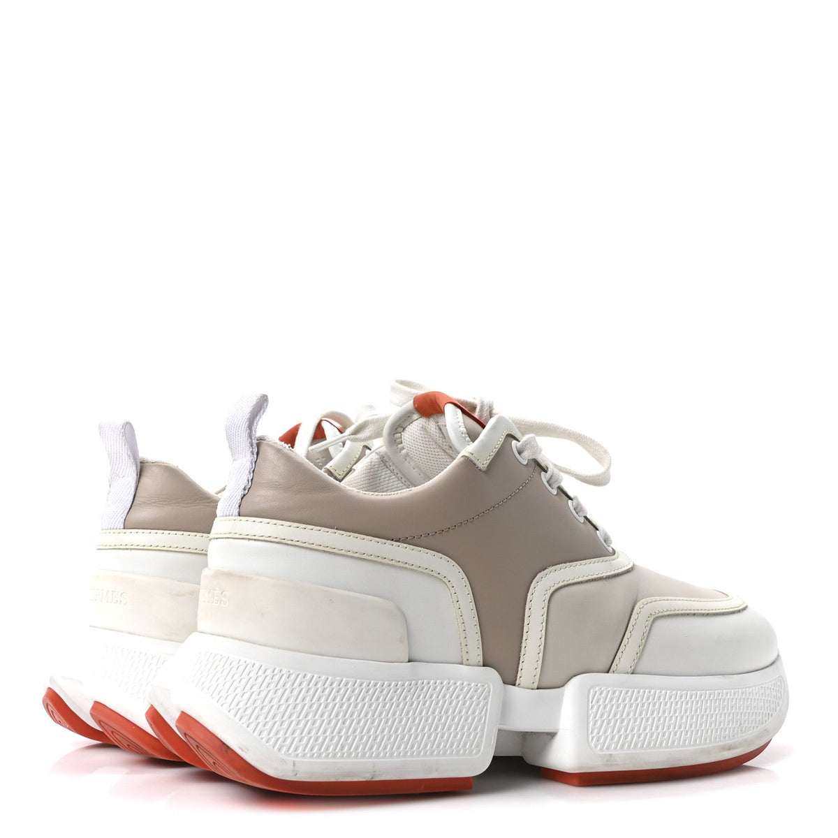 Hermes Calfskin Women's Giga Sneakers 37 Multicolor White