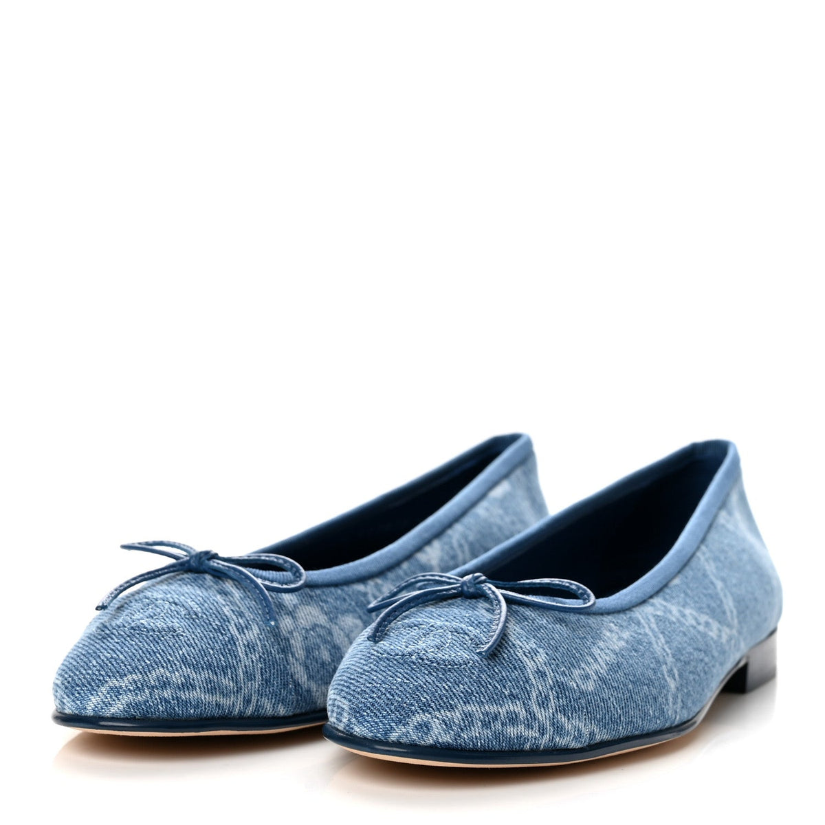 Chanel Denim Printed Cap Toe Women's Ballerina Flats