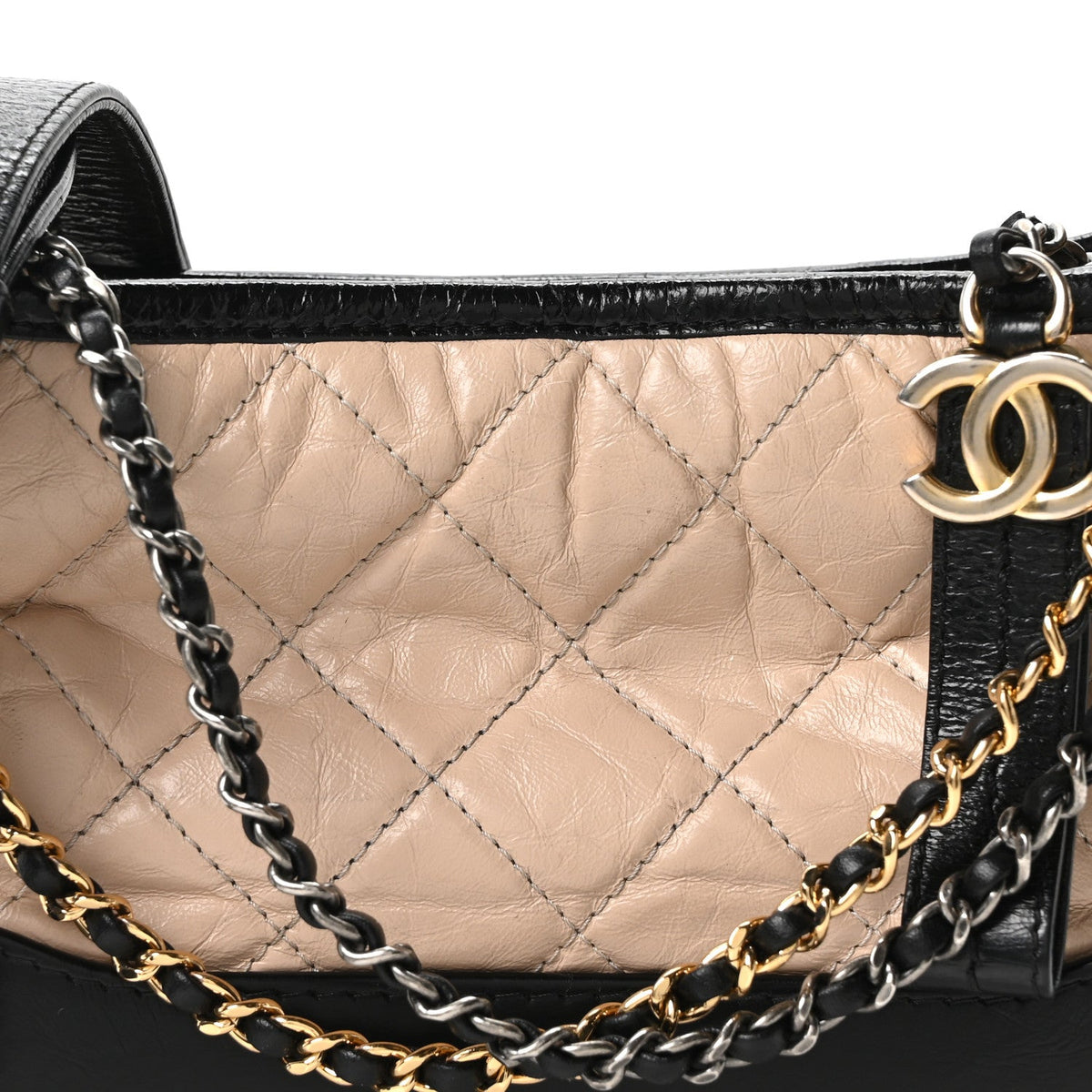 Small Quilted Calfskin Hobo Bag - Beige