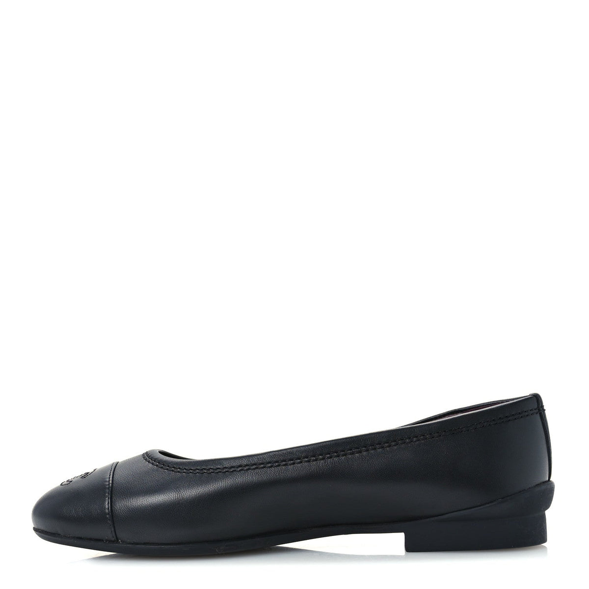 Lambskin Cap Toe CC Uniform Ballerina Flats Black
