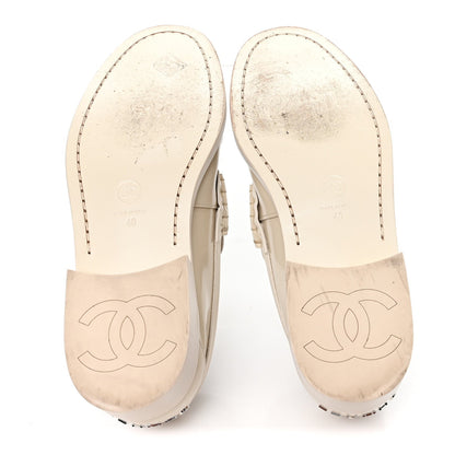Chanel Shiny Calfskin Logo Women's Loafers