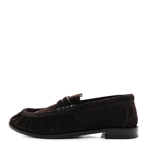 Suede Le Loafer Penny Slippers Dark Chocolate