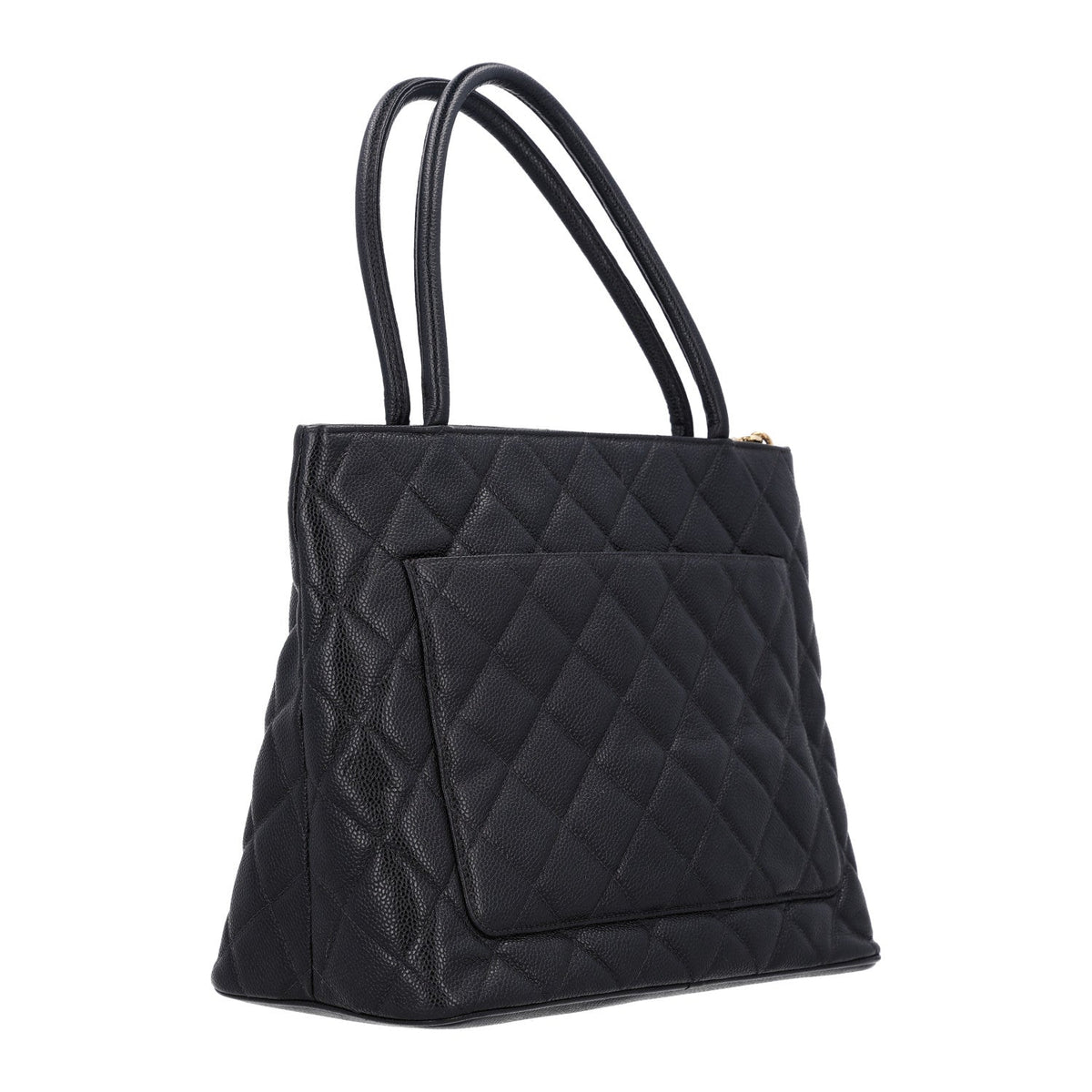 Quilted Caviar Tote Bag - Black