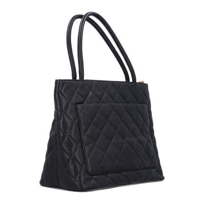 Quilted Caviar Tote Bag - Black