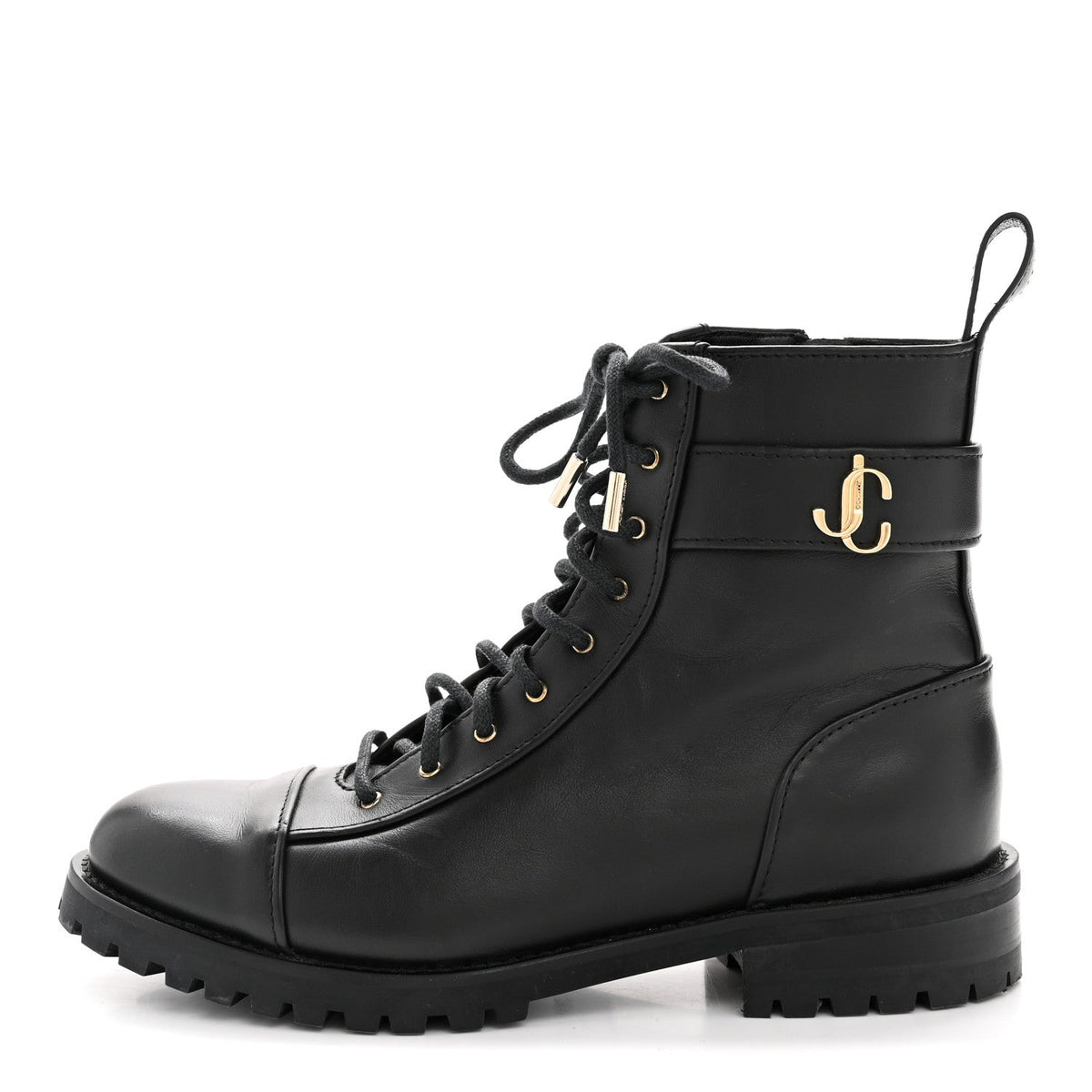 Jimmy Chooshiny Calfskin Cayo Combat Boots Black