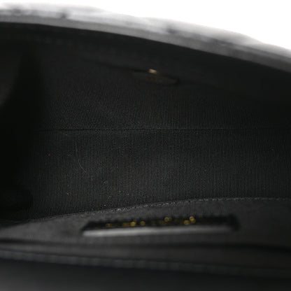 Small Quilted Lambskin Flap Shoulder Bag - Black