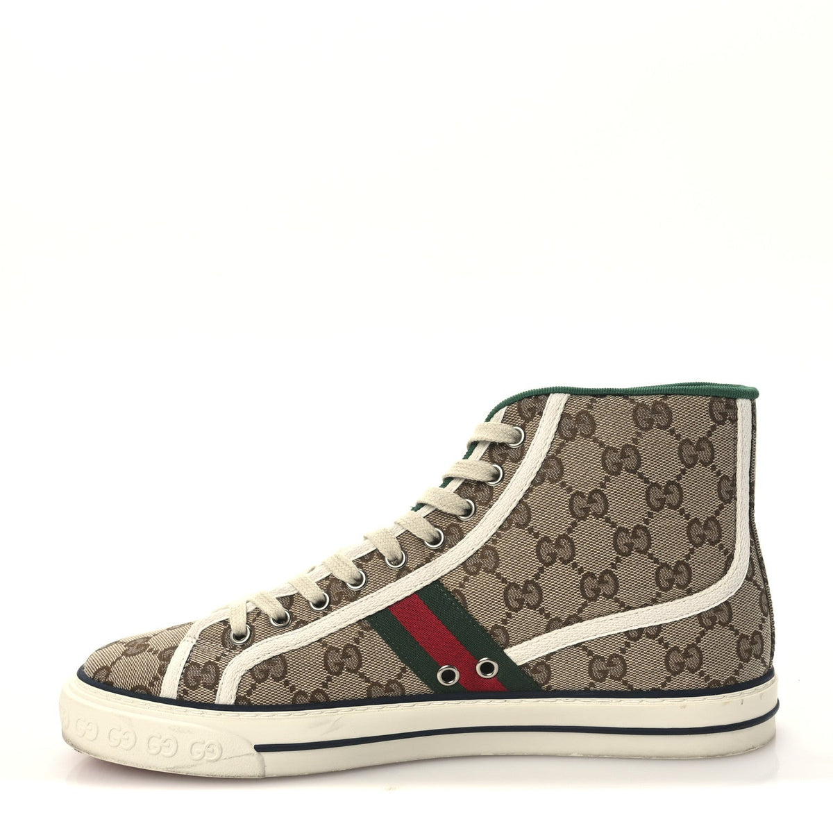 GG Monogram Web 1977 Tennis High Top Sneakers 9 Beige Ebony Mystic Whi