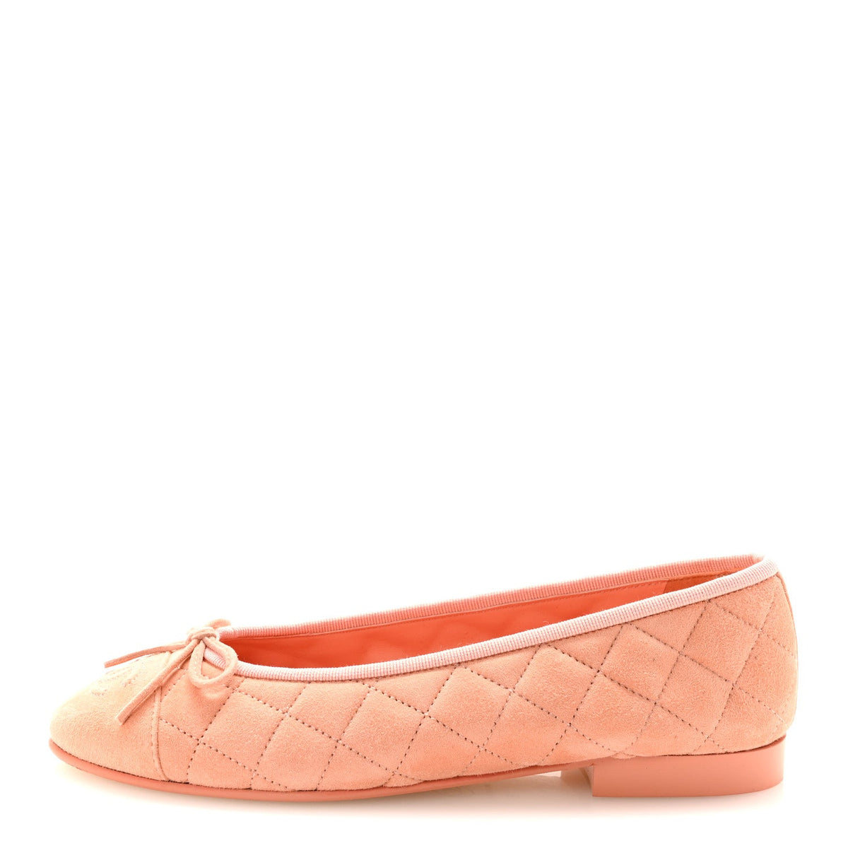 Suede Quilted Cap Toe CC Ballerina Flats Light Orange