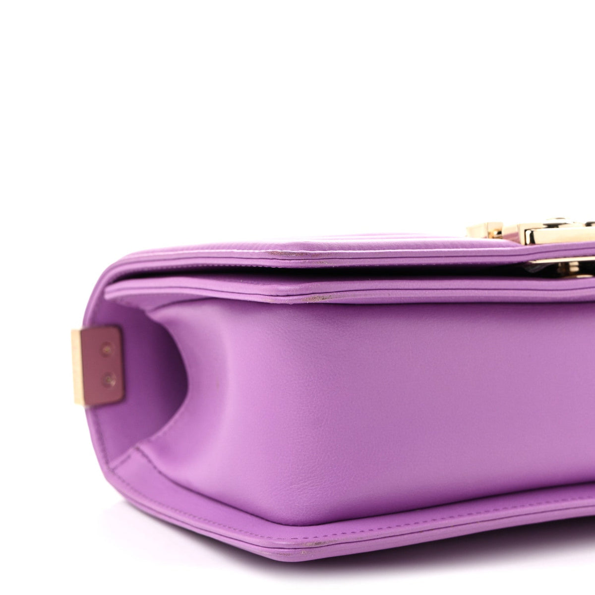 Small Quilted Lambskin Flap Shoulder Bag - Purple