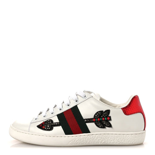 Gucci Calfskin Web Studded Arrow Ace Women's Sneakers White