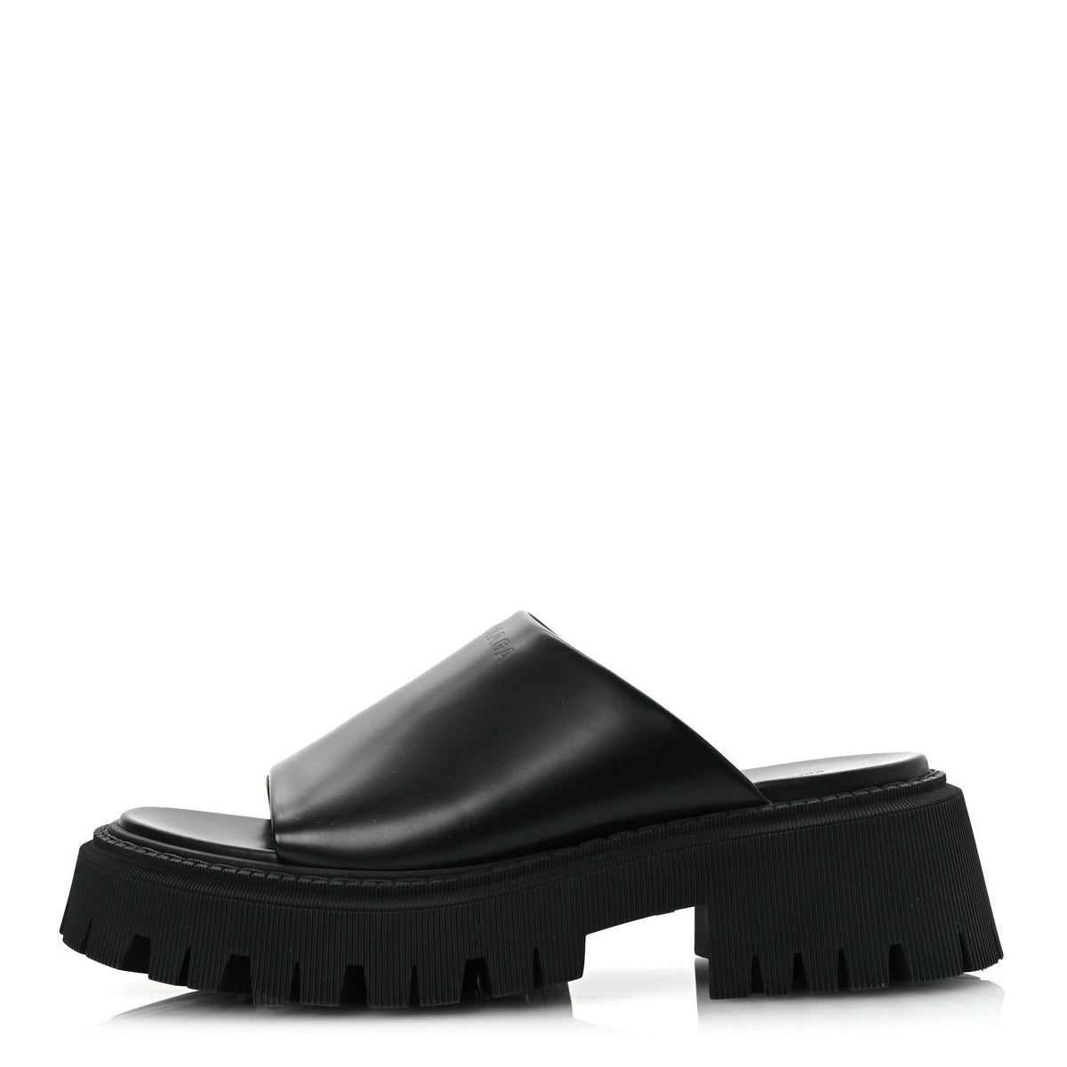 Jive Smooth Calfskin Logo Embossed Tractor Platform Black