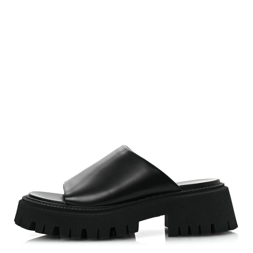 Jive Smooth Calfskin Logo Embossed Tractor Platform Black