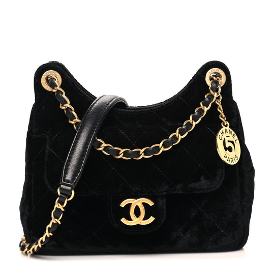 Small Quilted Hobo Bag - Black