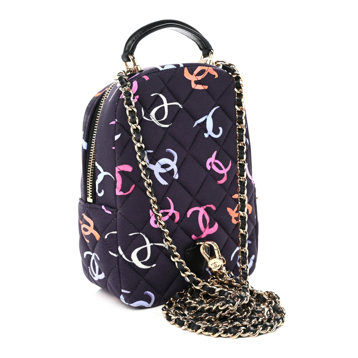 Mini Quilted Fabric Backpack - Black