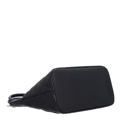 Quilted Caviar Tote Bag - Black