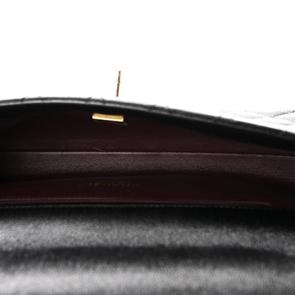 Maxi Quilted Caviar Flap Shoulder Bag - Black