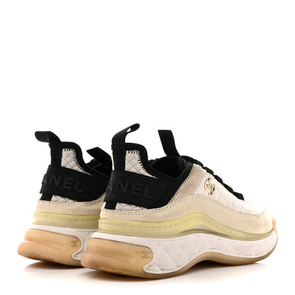 Chanel Velvet Calfskin Mixed Fibers CC Women's Sneakers Ivory Black
