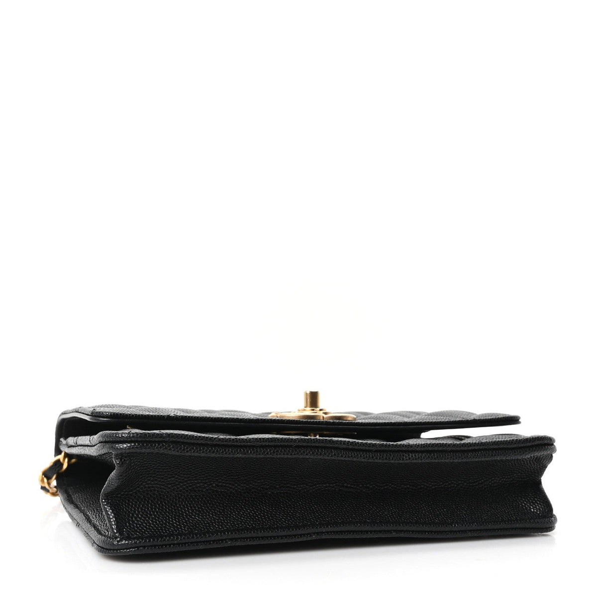 Quilted Caviar Wallet Bag - Black