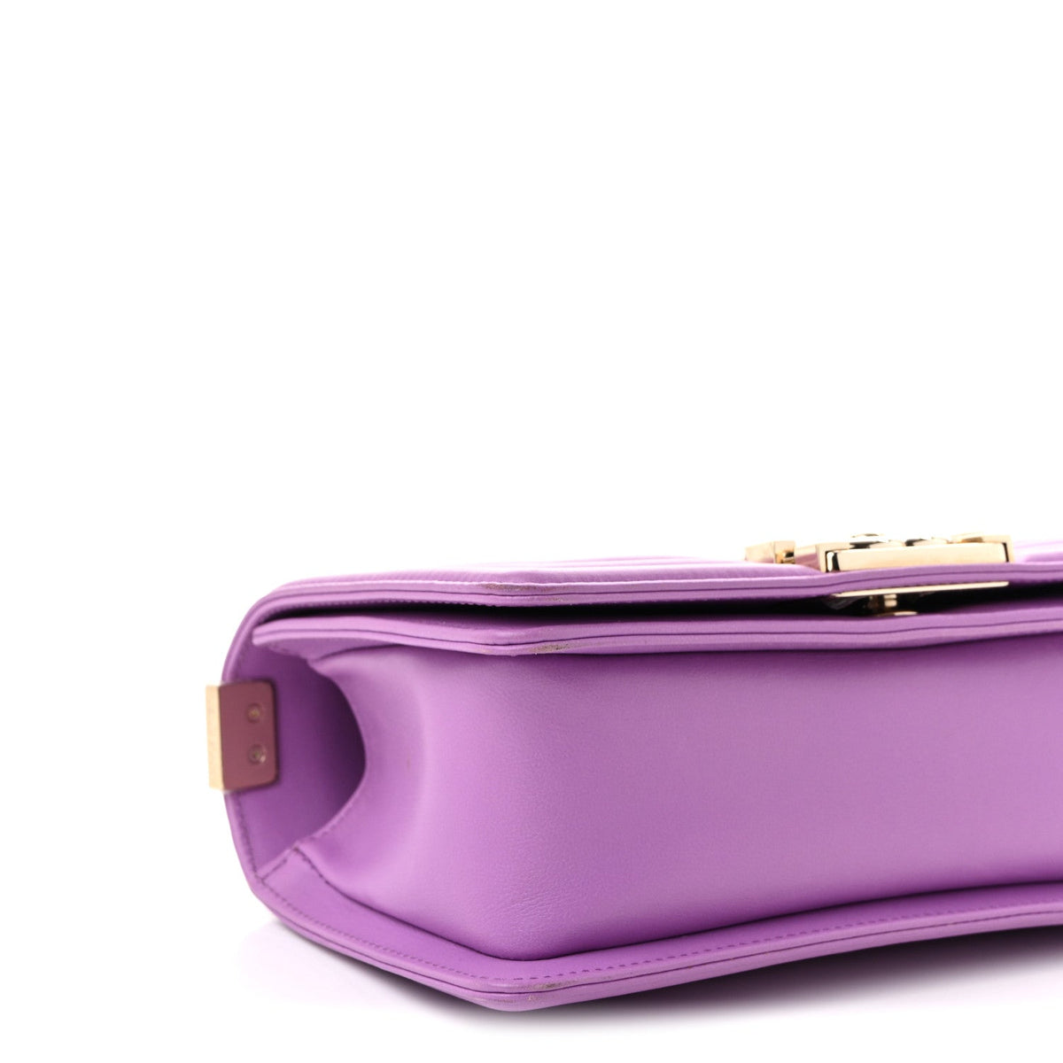 Small Quilted Lambskin Flap Shoulder Bag - Purple