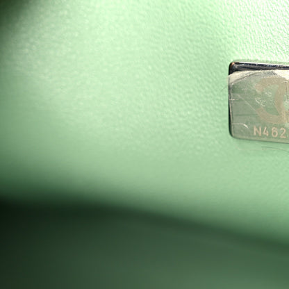Medium Quilted Caviar Flap Shoulder Bag - Light Green