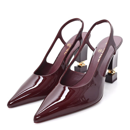 Chanel Patent Calfskin CC Cutout Women's Pumps 40 Dark Burgundy