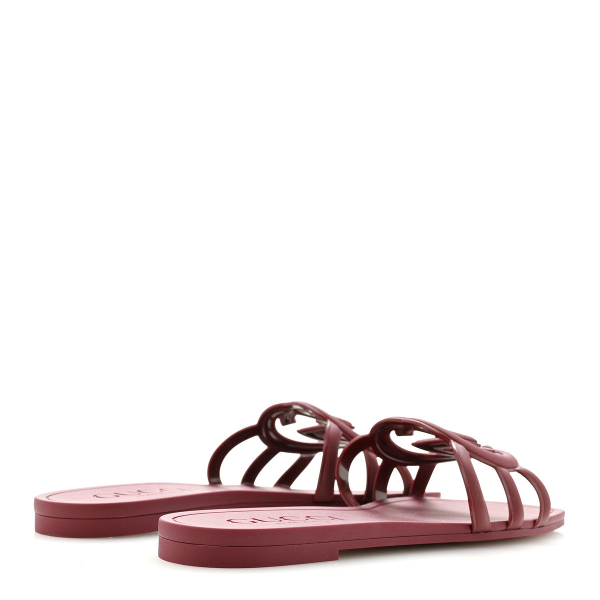 Gucci Rubber Women's Interlocking G Slide Sandals 39 Rosso Ancora